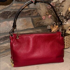 PRISTINE Valentina Red Leather Shoulder Bag